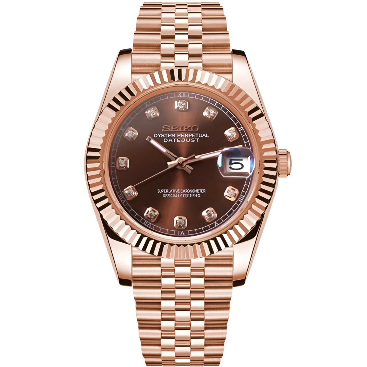 DATEJUST SEIKO MOD ROSE GOLD (BROWN DIAL)