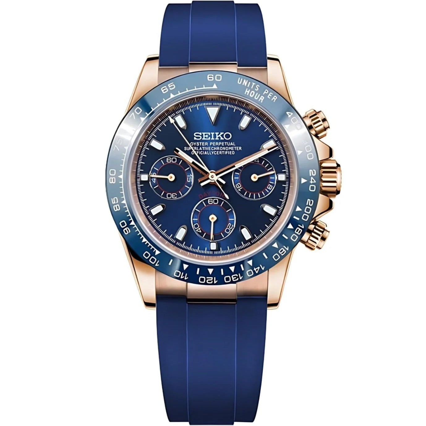 DAYTONA SEIKO MOD BLUE ROSE GOLD