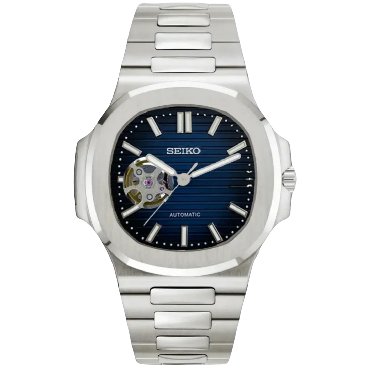 OCEAN BLUE NAUTILUS SEIKO MOD OPEN HEART