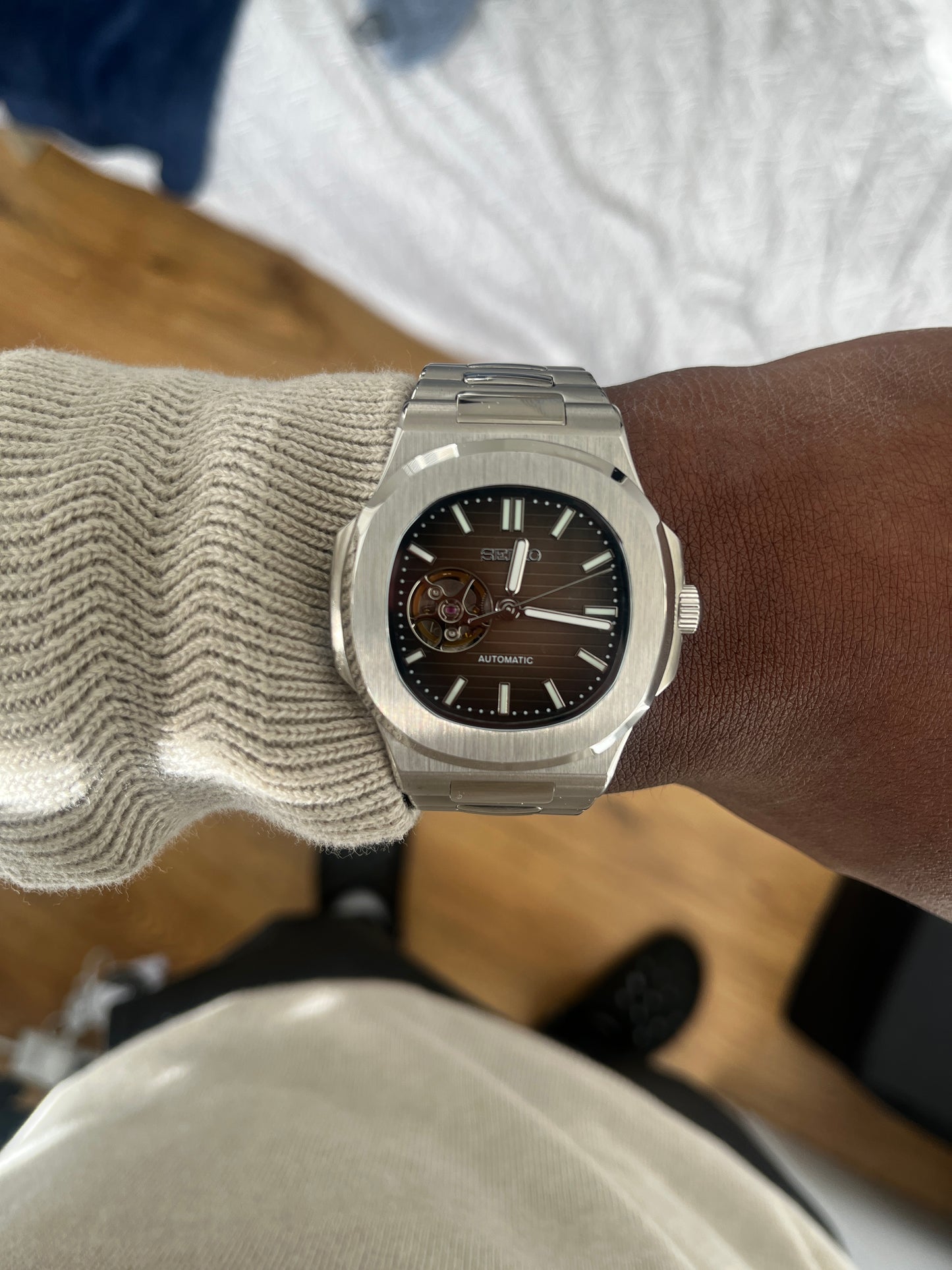 OPEN HEART NAUTILUS MOD CHOCOLATE DIAL