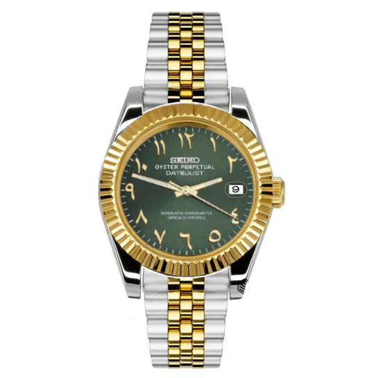 DATEJUST SEIKO MOD (TWO TONE GREEN ARABIC DIAL)