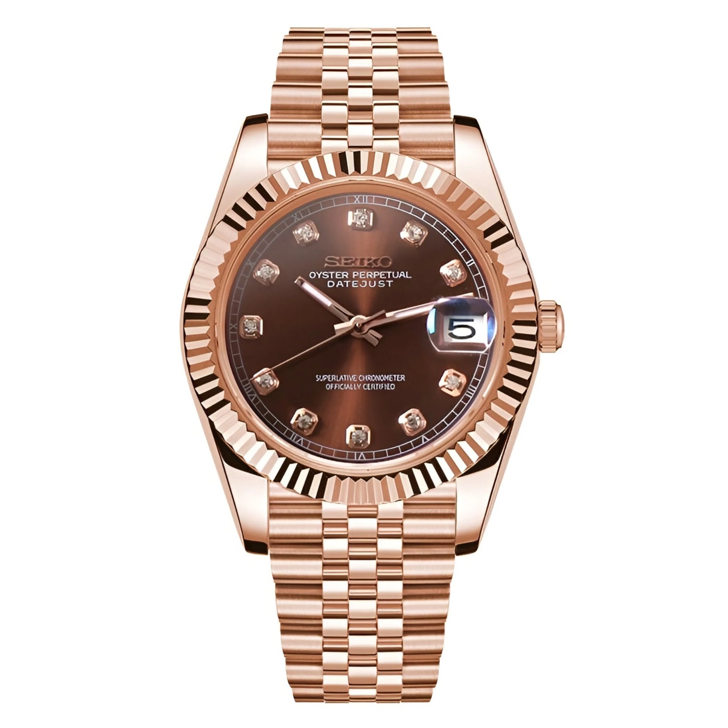 DATEJUST SEIKO MOD ROSE GOLD (BROWN DIAL)