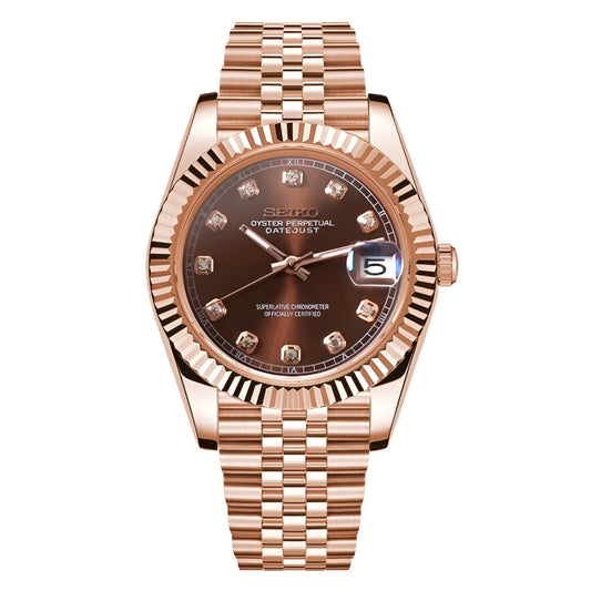 DATEJUST SEIKO MOD ROSE GOLD (BROWN DIAL)