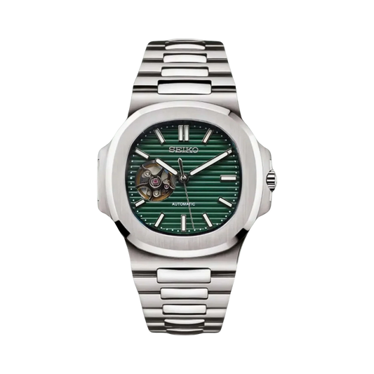 NAUTILUS SEIKO MOD OLIVE GREEN OPEN HEART